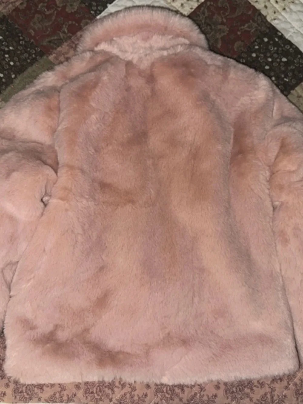 GUESS Blush Pink Faux-Fur Teddy Jacket with Zip